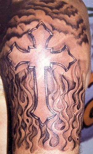 and shadows so that the tattoo will look like a real metal cross