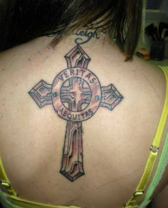 cross tattoos on back of neck. Sexy Cross Tattoo